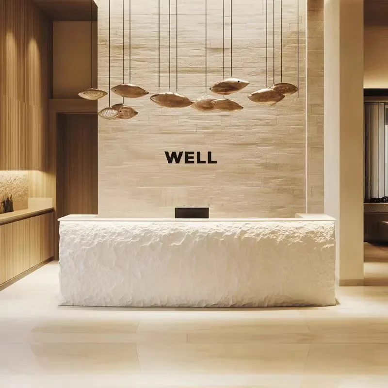 for FRP Modern Rock Shaping Front Desk Sales Office Service  Industrial Wind Reception  End View  Installation