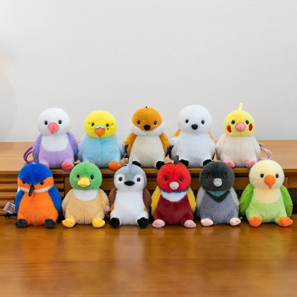 

Cute Animal Bird Plush Keychain Simulation Sparrow Bird Doll Pendant Colorful Realistic Furry Birds Keyrings Boys and Girls