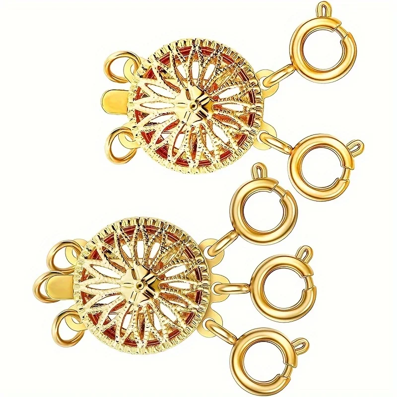 2pcs/4pcs Necklace Layering Clasps Separator for Women 14k Gold & Silver Tangle Free Safety Jewelry Locking Clasp Converter Chai