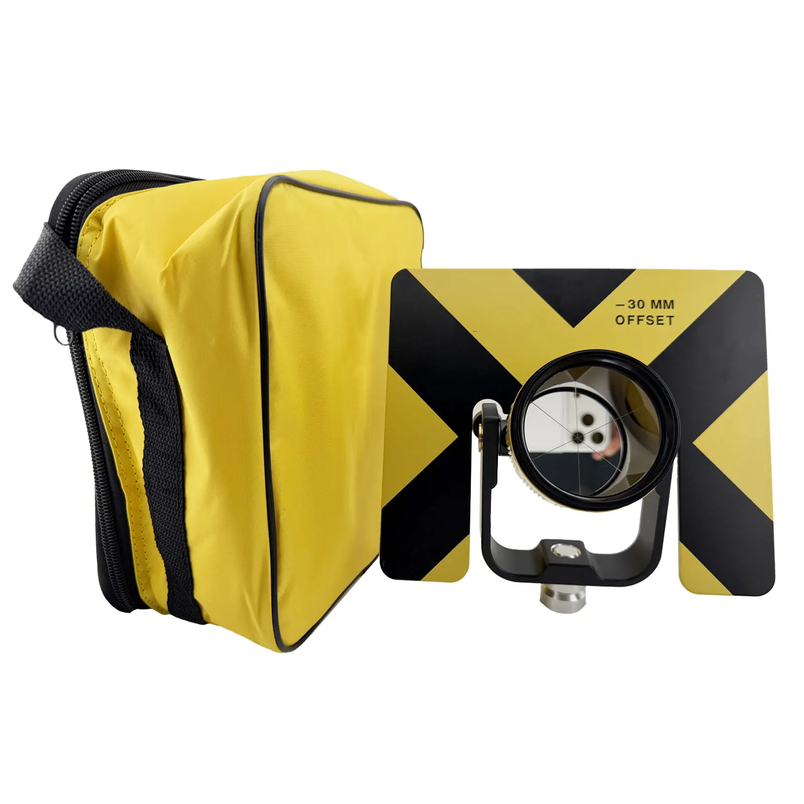 

Silver Coated Tilting Yellow Single Prism for Top-con Total Station Surveying Constant -30/0mm 5/8x11 Female Thread Metal Holder