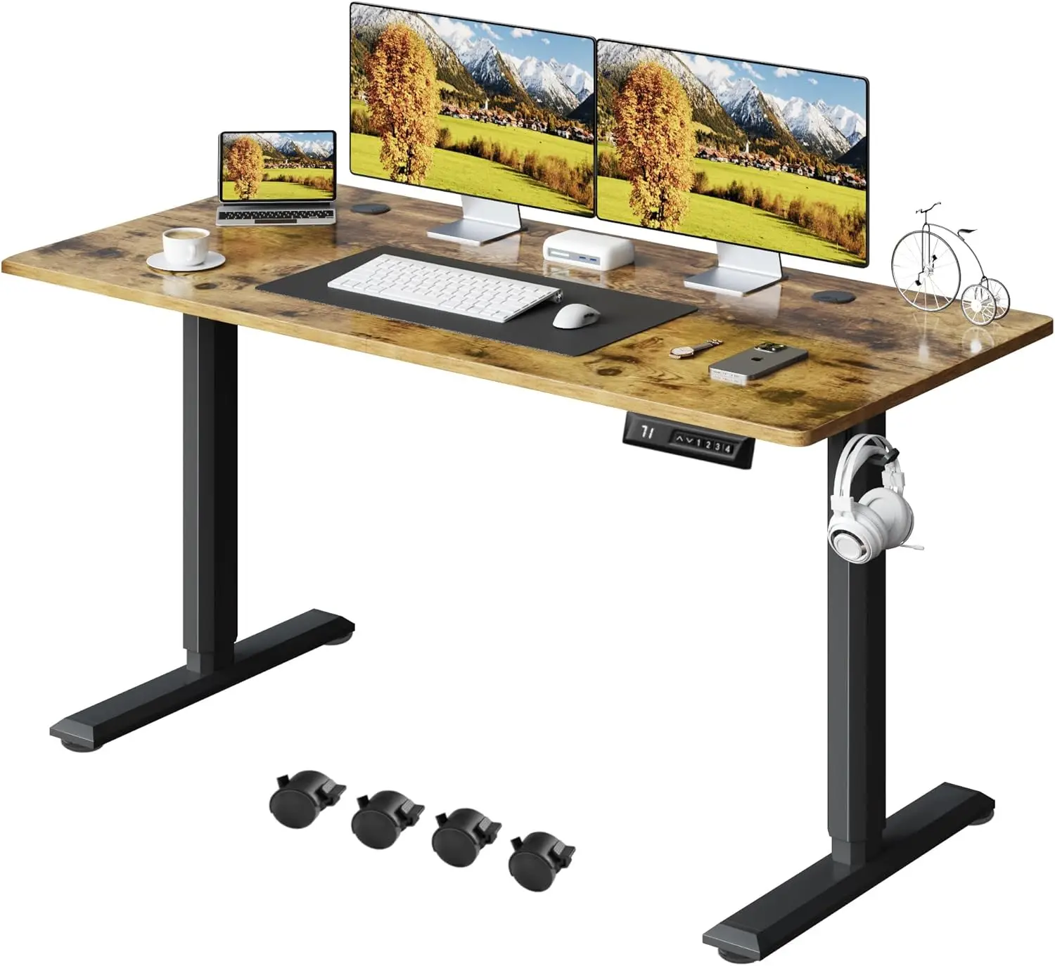 Shahoo Electric Standing Desk 48 Inch, Ergonomic Height Adjustable Table with T-Shaped Metal Bracket Modern Computer