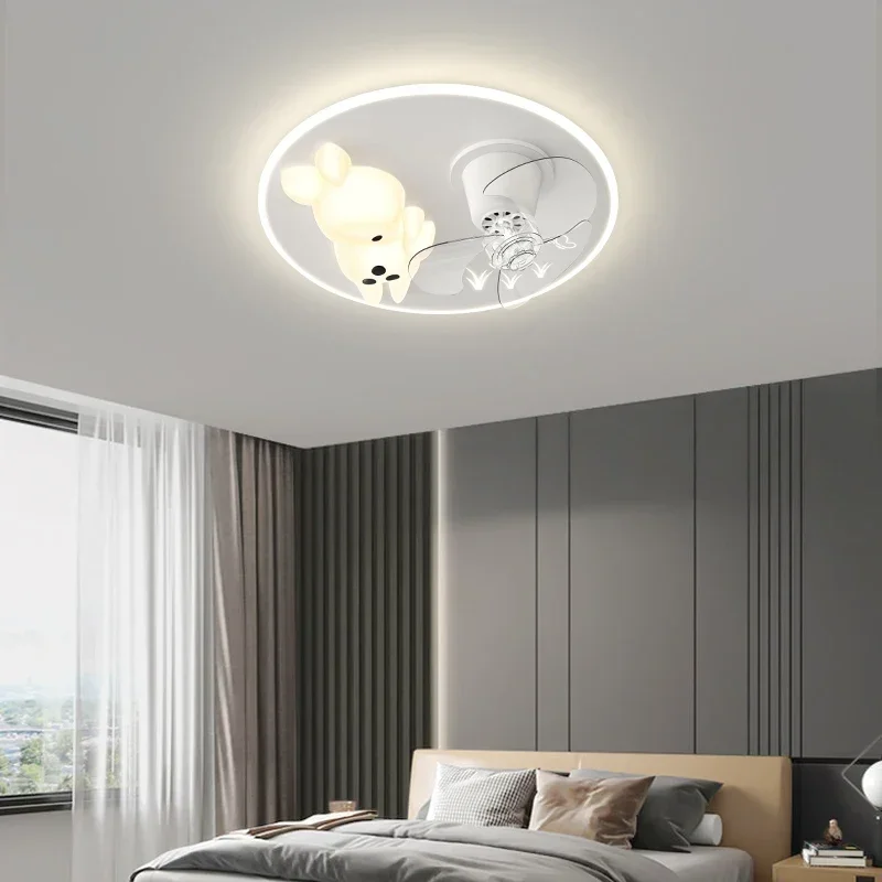 2023 New Luxury LED Bedroom Ceiling Light Designer Creative Swing Head Fan Light for Children's Room