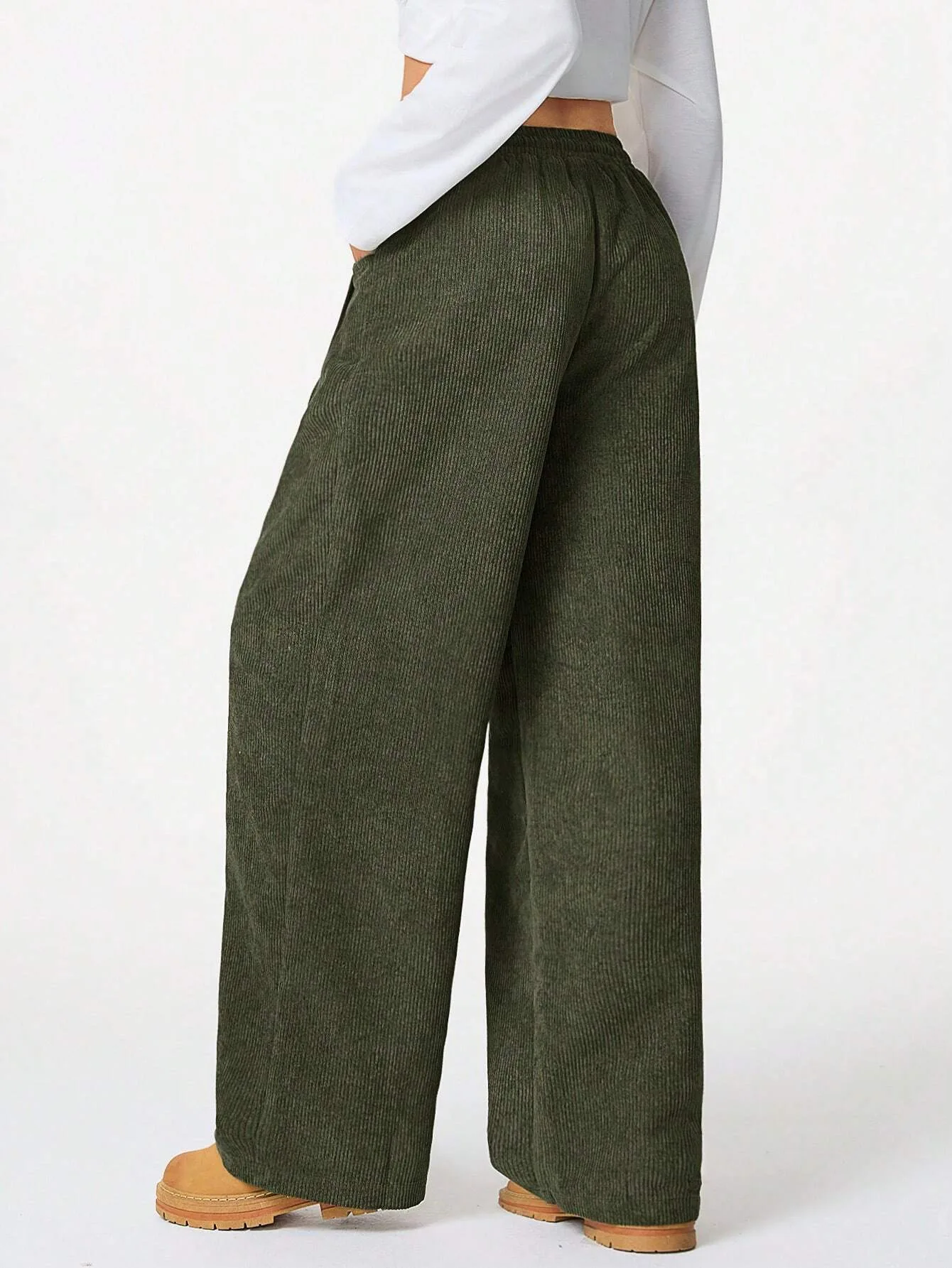 2025 Autumn/Winter New Style Loose-fit High-waist Casual Versatile Drapey Drawstring Wide-leg Pants
