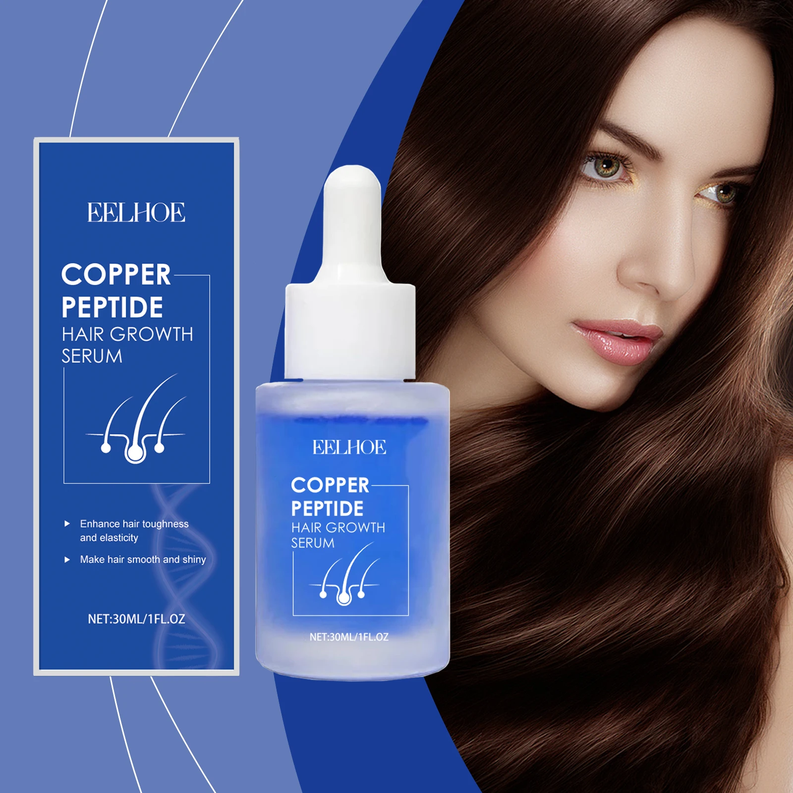 EELHOE Hyaluronic Acid Complete Hair Care Kit Anti Breakage Smoothing Soft Hair Deep Conditioning Castor Oil Hair Growth Serum