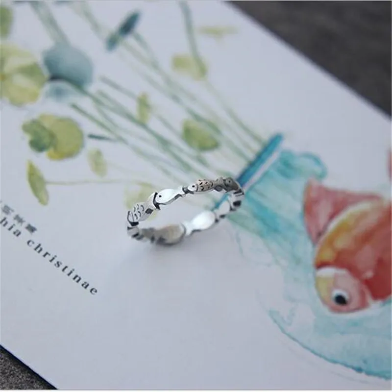 Gothic Simple Elegant Korean Style Open Fish Ring Temperament Jewelry Accessories Birthday Gift