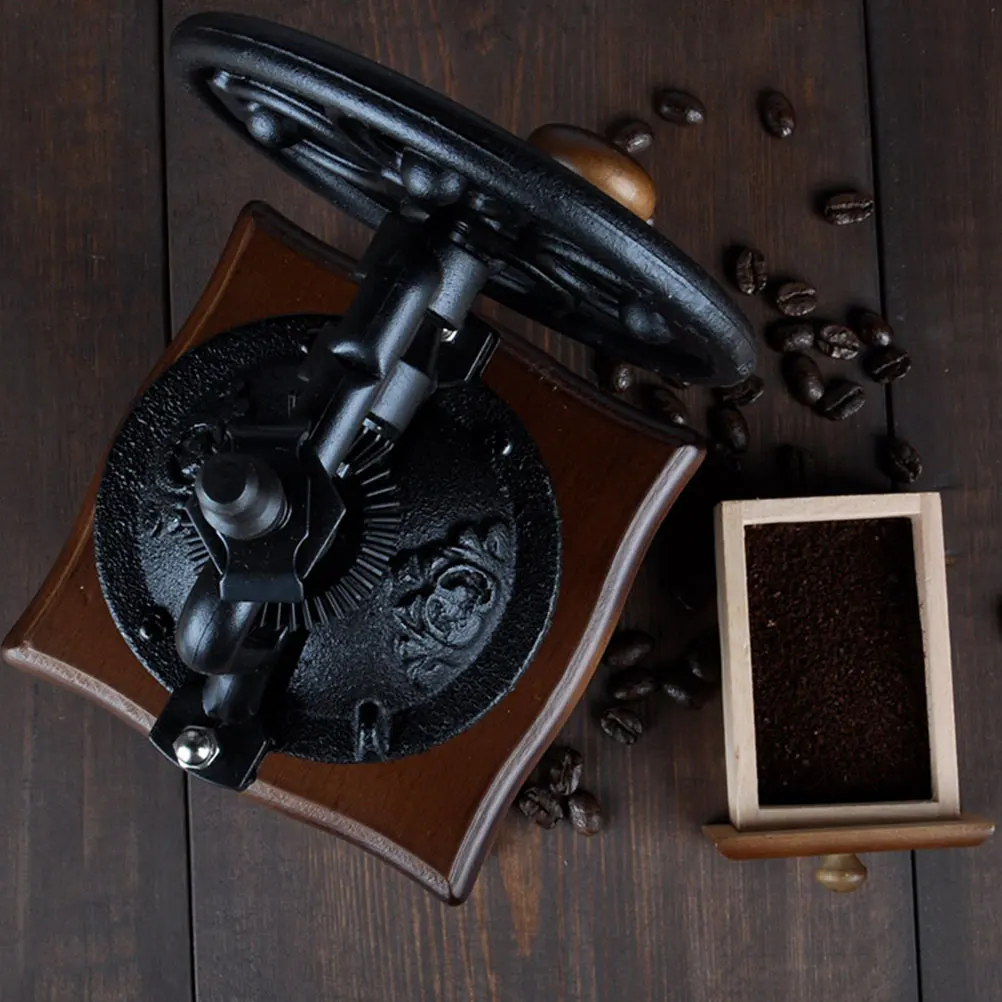 

Wooden Manual Crank Compact Portable Travel Business Camping Use Grind Dry Spices Drawer Base Easy To Use Kitchen Decorative