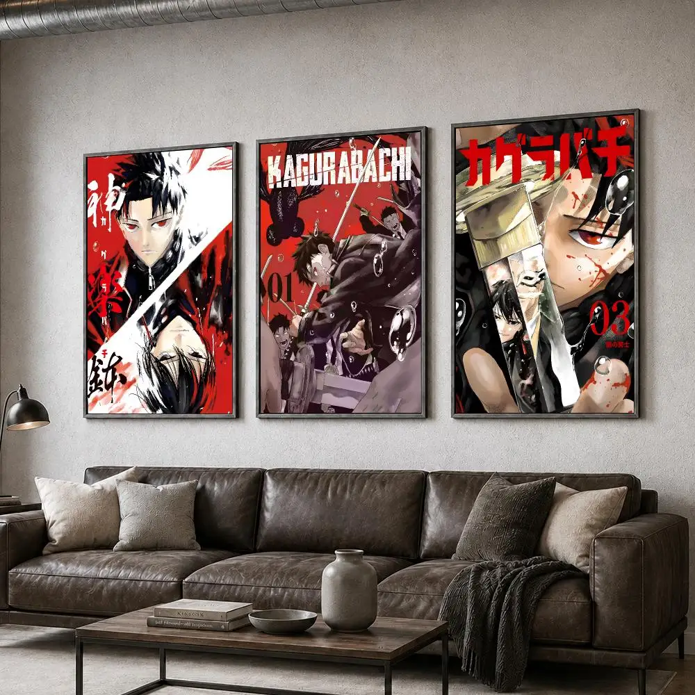 Manga Kagurabachi Chihiro Sword Action Poster  PP Self Adhesive Home Garage Dorm Bar Wall Decor Aesthetic Retro Gift