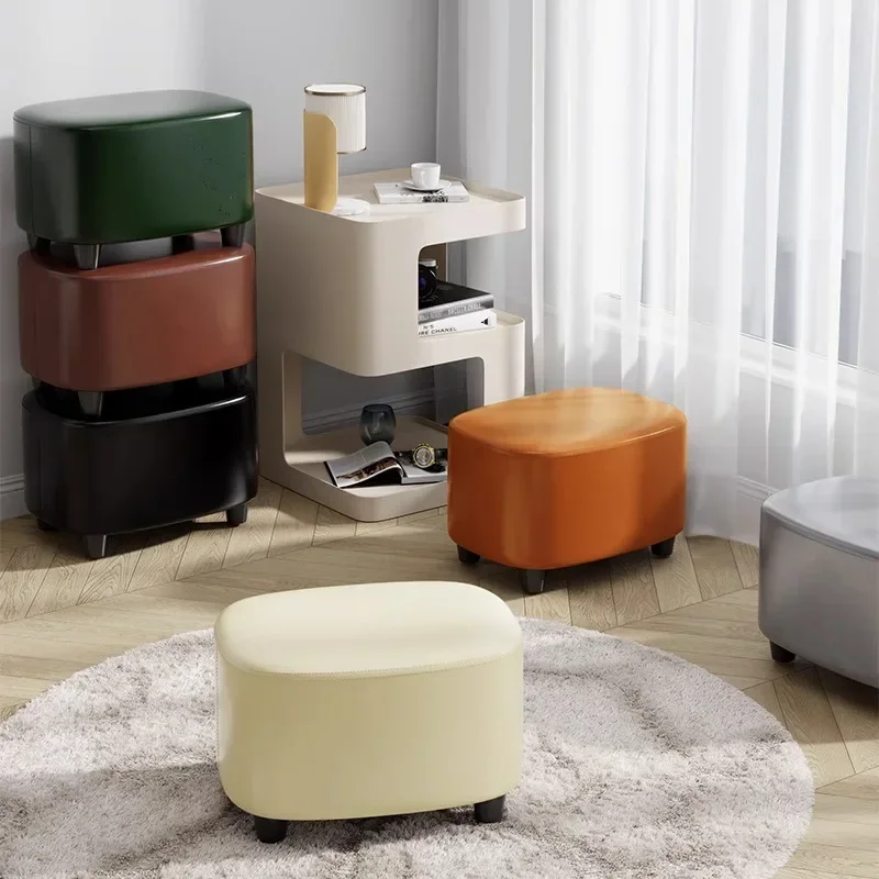 Multi-functional Household low stool coffee table stool living room sofa stool bench door shoe stool pedal leather stool