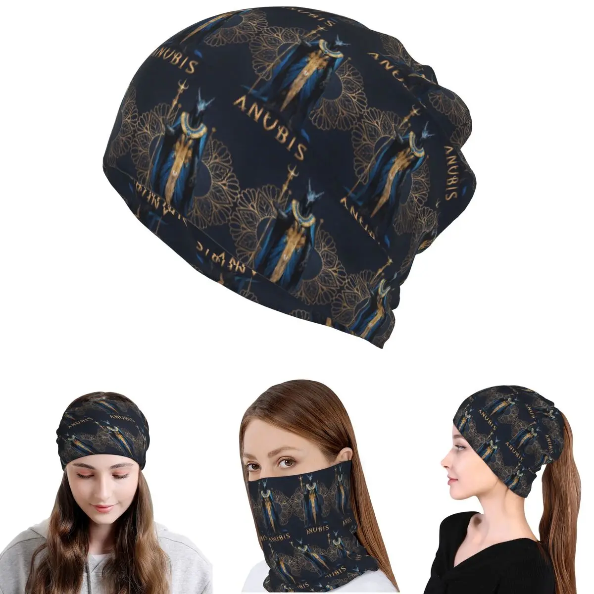 

Anubis The Jackal-Headed God Of The Dead Egyptian God Bandana Neck Cover Magic Scarf Balaclava Beanies Hat for Men Women Adult