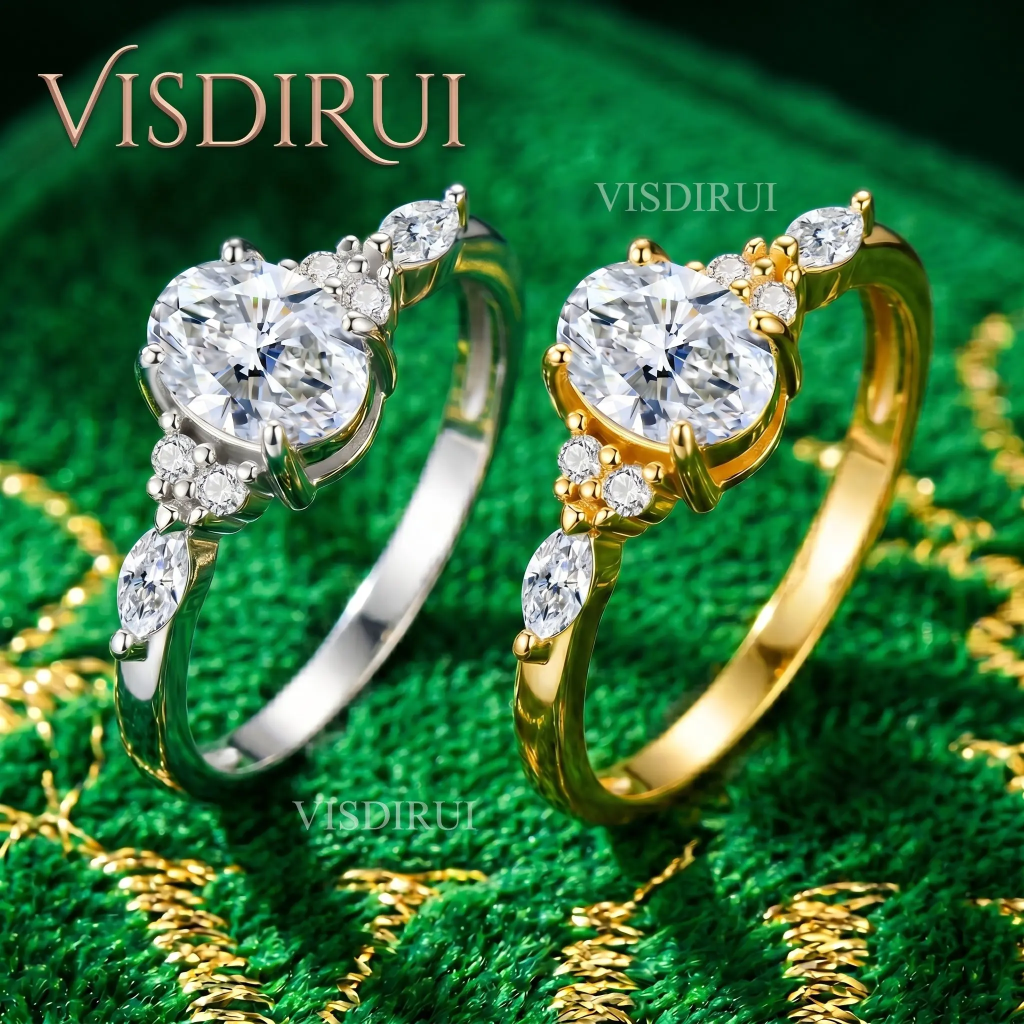 

VISDIRUI 925 Luxury Silver Color Oval Ring Women Exquisite Fashion Metal Inlaid White Moissanite Stone Wedding Ring Fine Jewelry