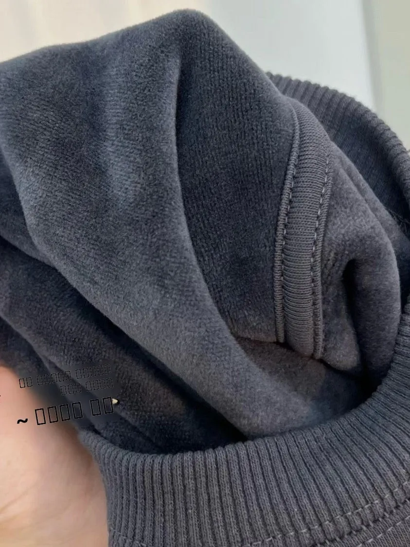 

Утепленный флисовый свитшот свободного кроя с круглым вырезом, американский стиль, повседневная одежда, устойчивая к деформации, теплая.