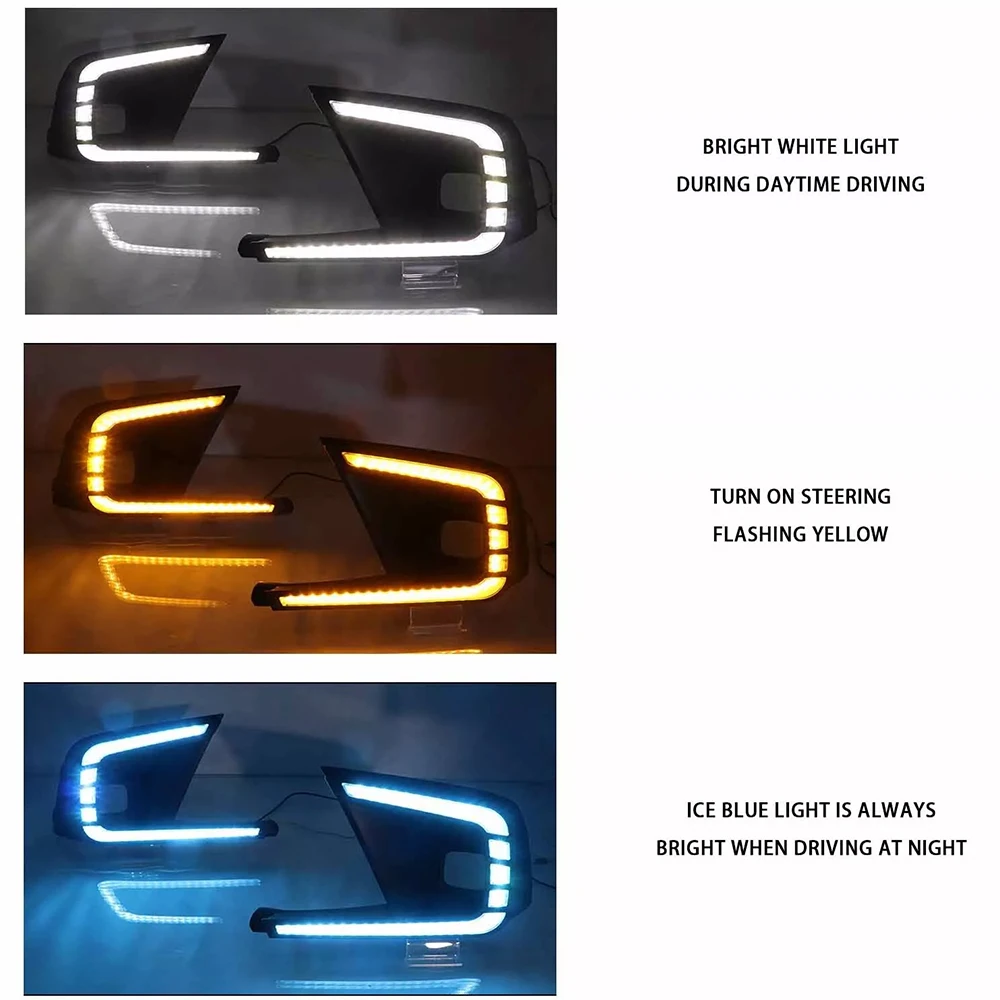 Daytime Running Light For Honda 11 TH Civic 2022 2023 2024 Fog Lamp Tri-Colors DRL With LED Light Blub For Civic Sedan LED Light