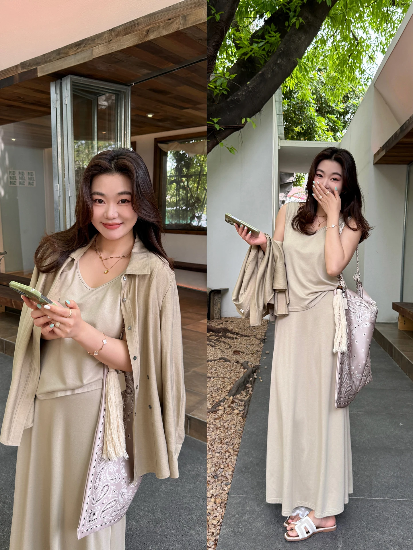 

Комплект женской одежды больших размеров: тонкая рубашка, топ на бретельках и юбка А-силуэта, три предмета, в корейском стиле, повседневная одежда