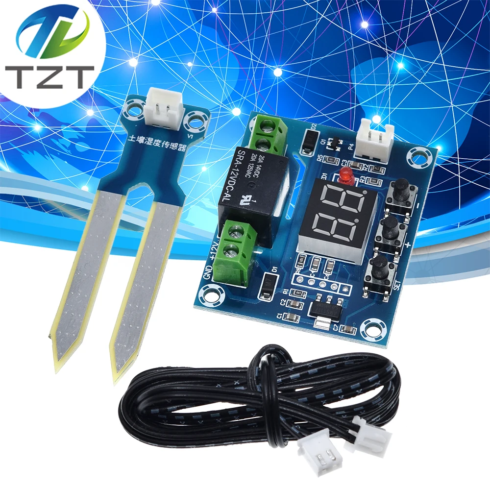 XH-M214 Контроллер влажности Модуль датчиков почвы 20-99% относительной влажности Автоматическое управление Компьютерная система орошения Красный модуль цифрового дисплея