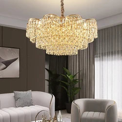 Gold Luxury Ceiling Chandeliers Home Decoration New LED Hanging Lamp for Living Room Crystal Lustre Remote Lighting