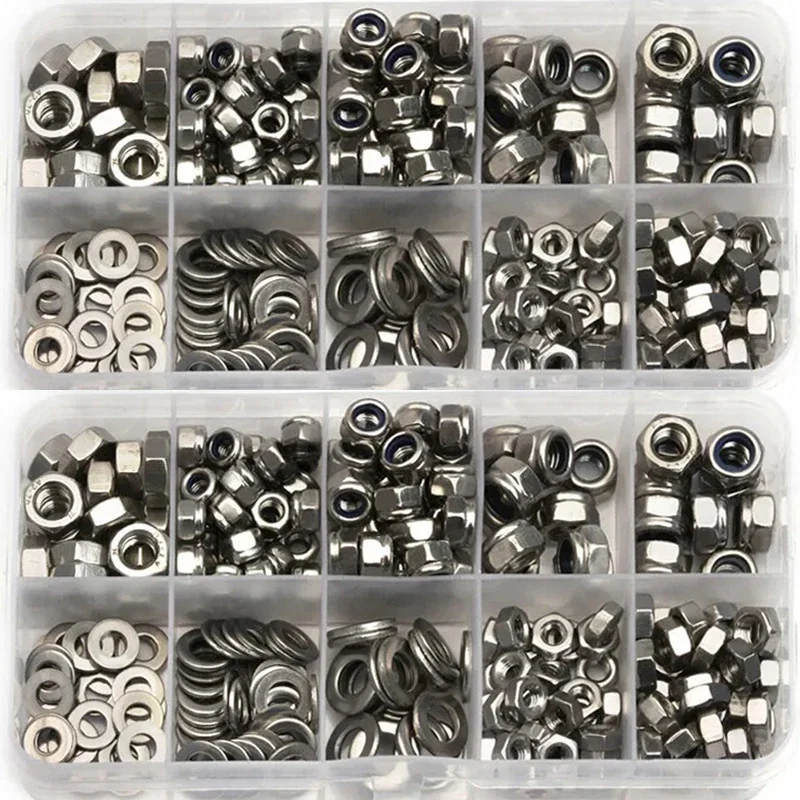 

255PCS M4 M5 M6 Hexagon Screw Bult Nuts Washer Kit Stainless Steel For Machine with Nylon Fastener Oring Washer Fasteners