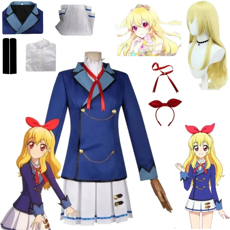 

Anime Aikatsu Hoshimiya Ichigo Shibuki Ran Kiriya Aoi Cosplay Costume Starlight School JK Campus Women Girls Uniform Wigx,3;b'2.