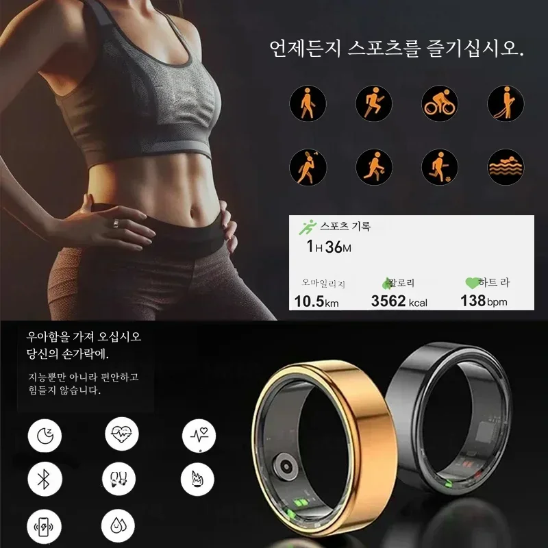 Smart Ring Militaire Kwaliteit Titanium Stalen Shell Gezondheid Monitoring Ip68 & 3atm Waterdichte Multi-Sport Modi Voor Ios Huawei Xiaomi