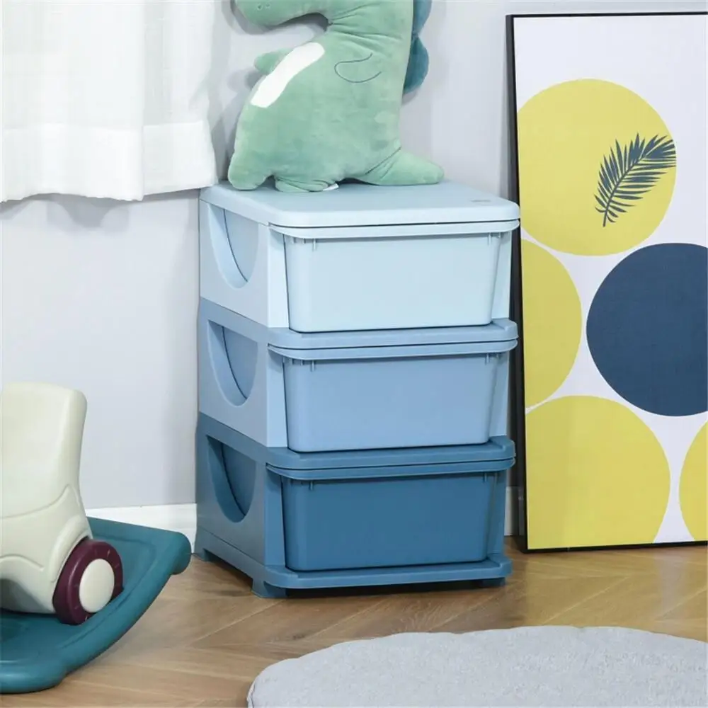 

Blue Kids Storage Dresser Unit - Space-Saving Organizer for Toys & Clothes (Ships from)