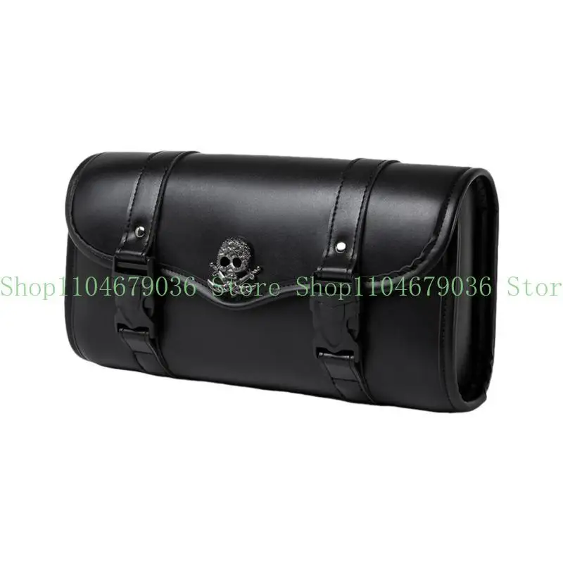 

652F Motorcycle Saddlebag Front Handlebar Bag PU Leather Sissybar Storage Pouches Suitable for Tools&Essential, Daily Commute