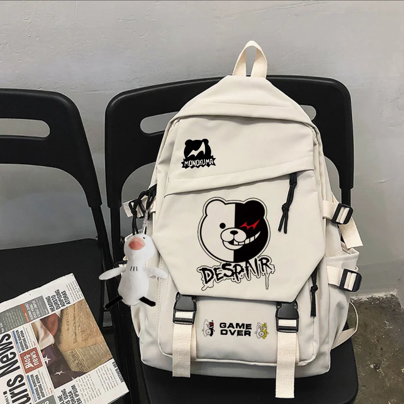 Anime Danganronpa Monokuma plecak na co dzień kobiety mężczyźni plecak nastoletnia dziewczyna tornister dla chłopców torby podróżne Bagpack Mochilas