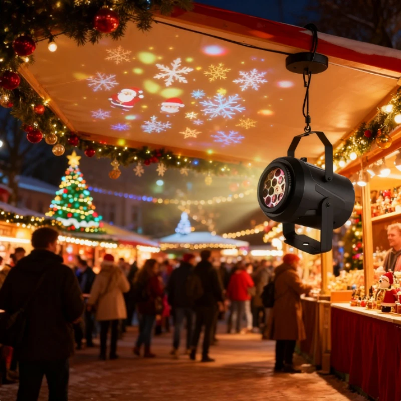 Projektor Świąteczny z 16 Wzorami, Efekt Świetlny na Scenę, Wielodynamiczne Światło Dekoracyjne, Zasilane przez USB, Projekcja na Sufit i Ścianę