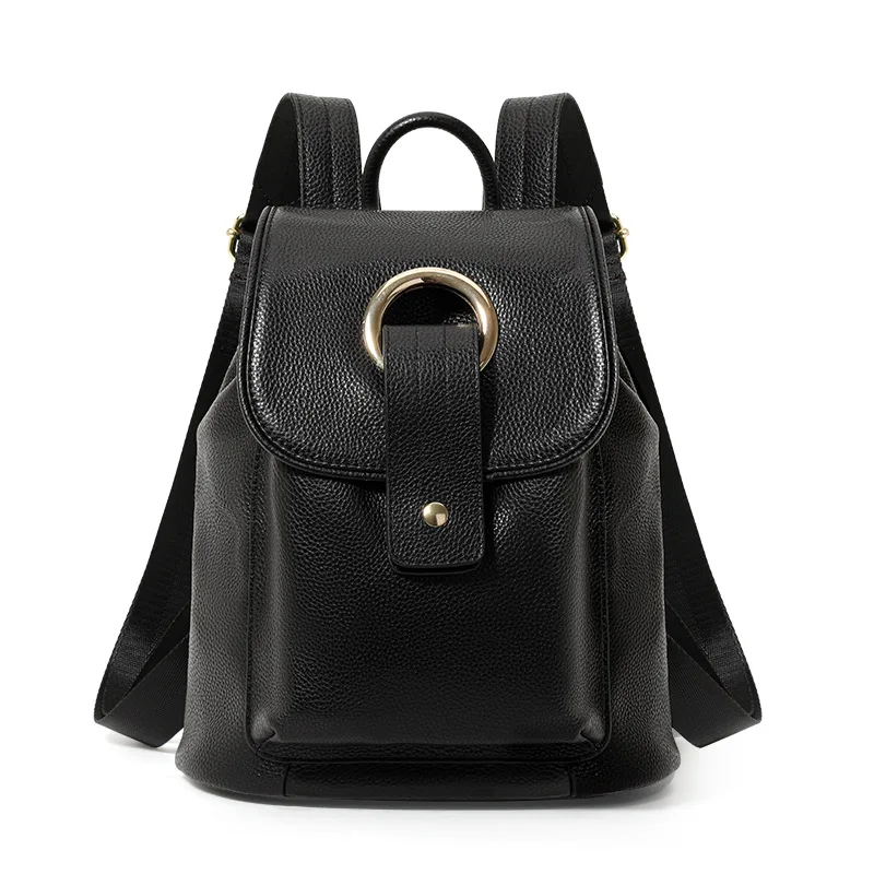 Fashion Ladies Genuine Leather Backpack Multi-pocket Daypack for Women 2026 New Cow Leather Tote or Shoulder Bag