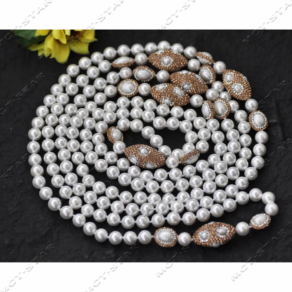 

Ожерелье MCT·STAR Long 100" с белыми бусинами из рисового жемчуга CZ, 30 мм, круглой формы (Z14253)