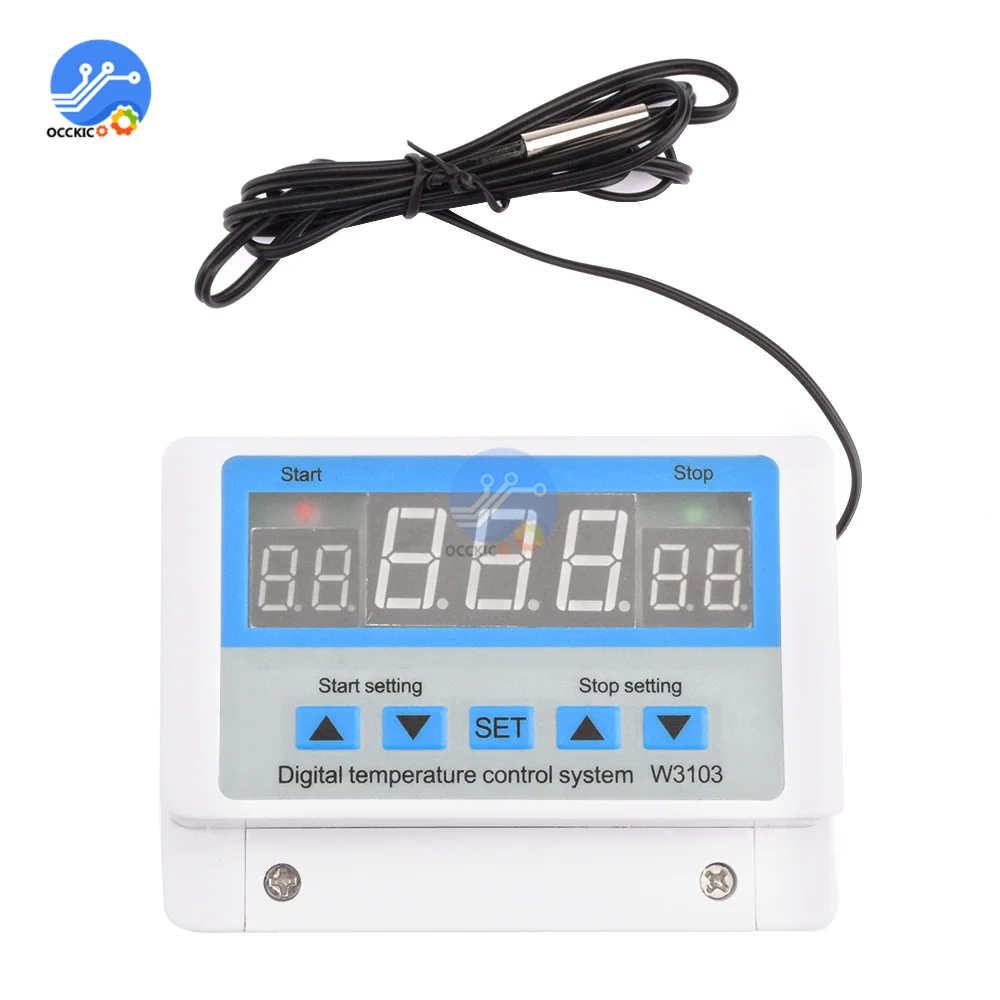 W3103 Digital Thermostat 12V 300W 24V 600W 220V 5000W 30A High-power Wall-mounted Temperature Controller Switch