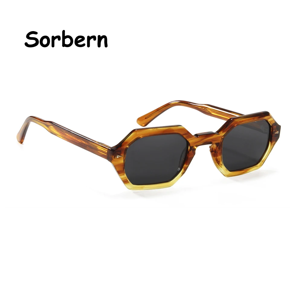 Trendy Rectangular Polarized Sunglasses For Men Designer Acetate Frame Retro Square Shades For Women UV400 Protection