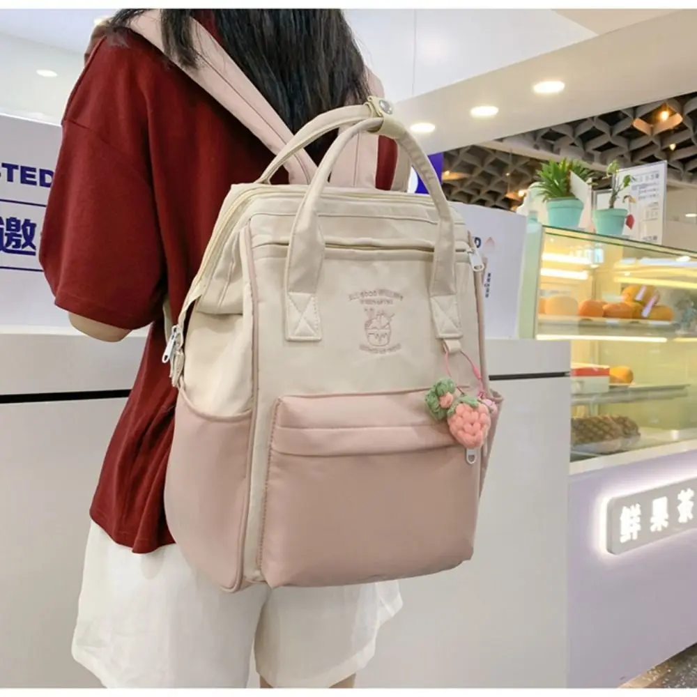 High Quality Canvas Laptop Backpack Lightweight Student Bookbag Schoolbag Durable Contrasting Colors Travel Bag