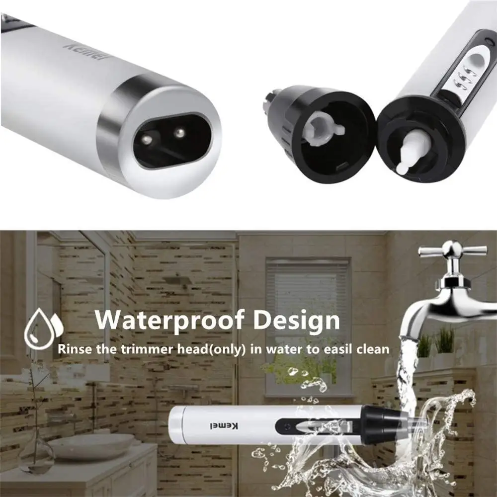 Kemei-6650 قابلة للشحن الكل في واحد التهيأ عدة الأذن الأنف الشعر المتقلب الحاجب اللحية الكهربائية الوجه والجسم المتقلب للرجال والنساء