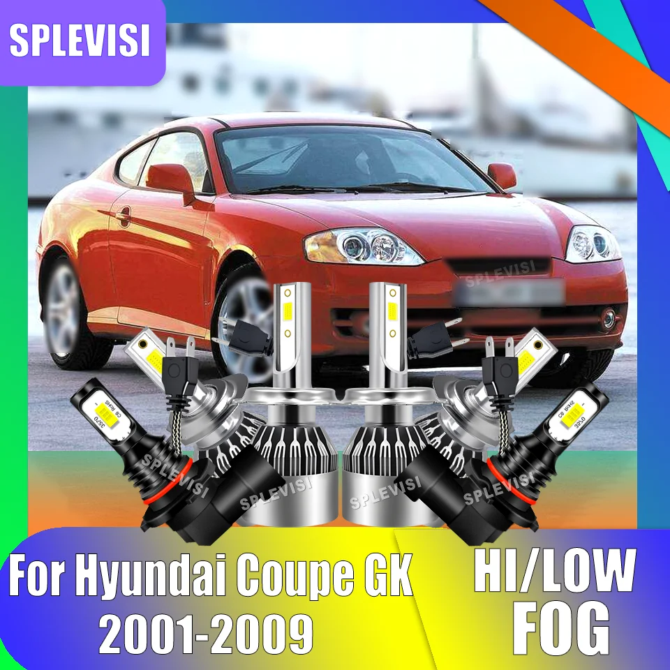 Car Light Eye Protection LED Headlight Foglamp H7 499 HB4 Set For Hyundai Coupe GK 2001 2002 2003 2004 2005 2006 2007 2008 2009