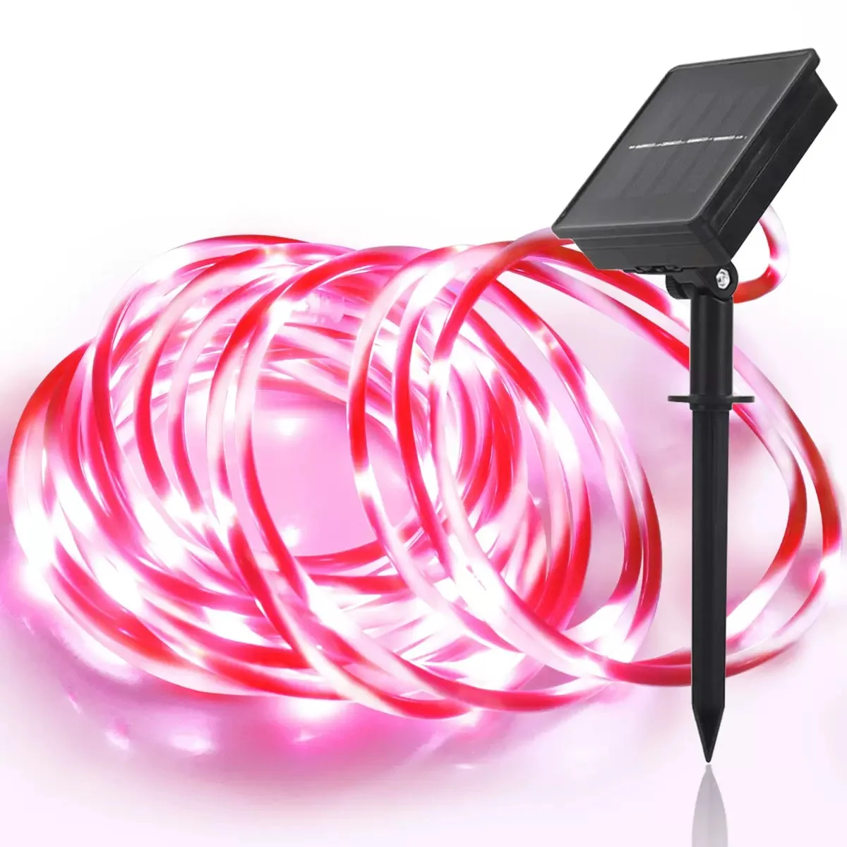 Solar Christmas Candy Cane Red&White String Tube Lights Outdoor Waterproof f/Terrace Tree Fence Patio Garden Yard Home Wedding