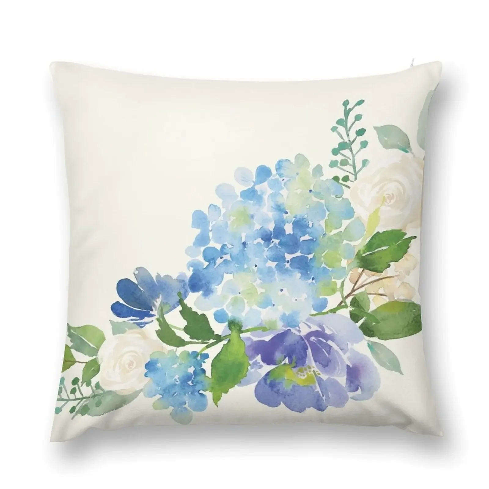 Blue Watercolor Hydrangea Throw Pillow Christmas Covers Sofas Covers pillow