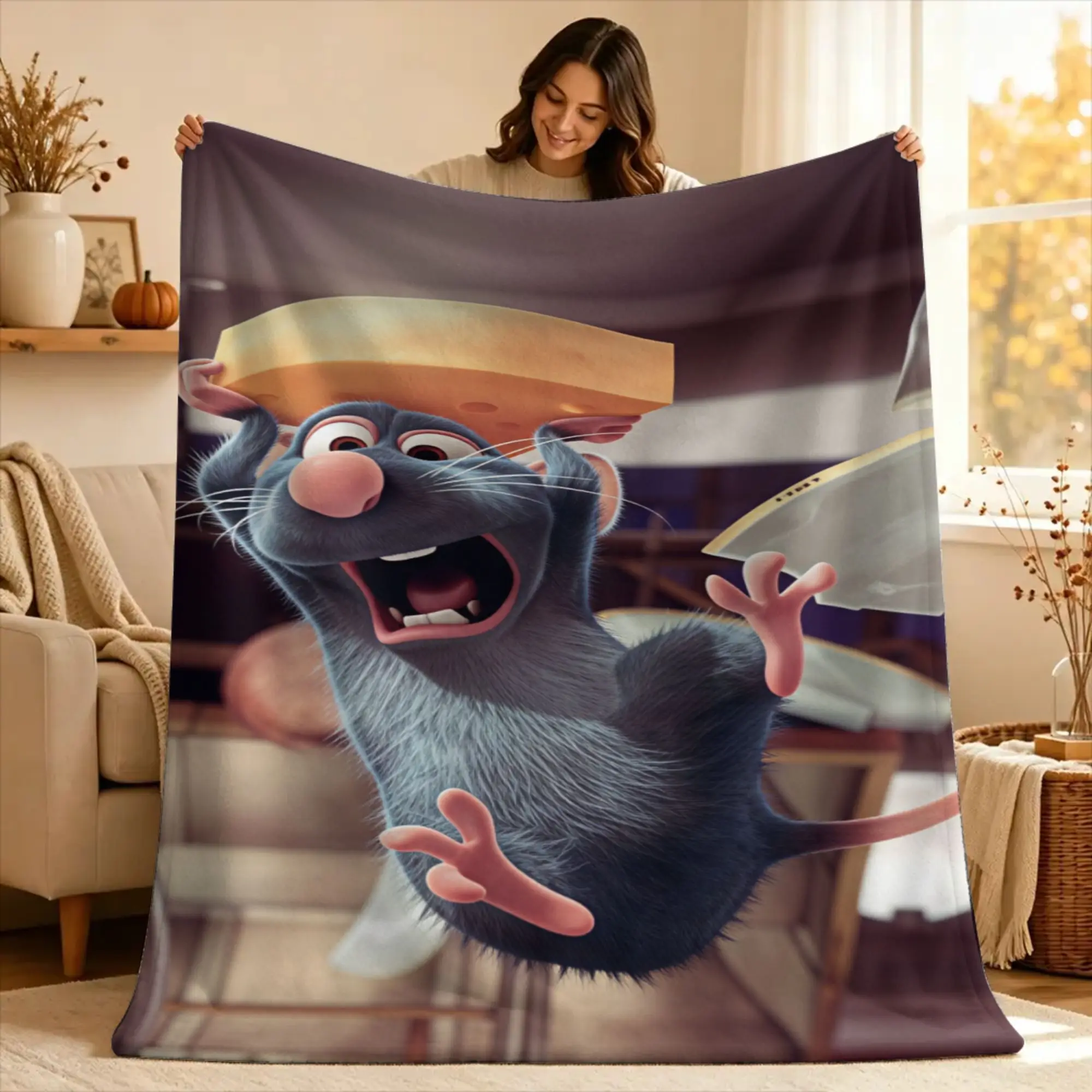Ratatouille Throw Blanket Anyone Can Cook  Flannel Bedspread For Home Decor Aesthetic Sofa Bed Cover