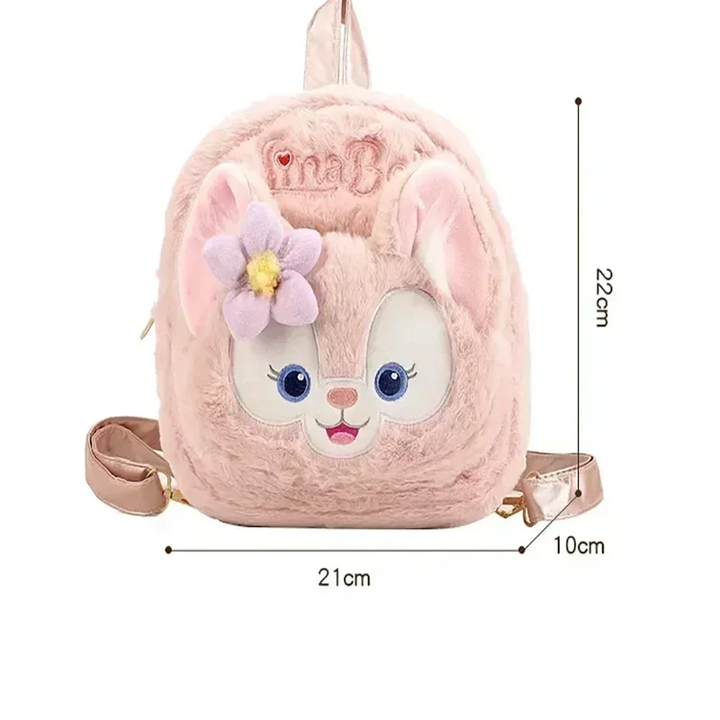 Disney LinaBell Stitched Plush Shoulder Bag Cartoon Cute Plush Handbag Large Capacity Fashion Trendy Women\'s Messenger Bag