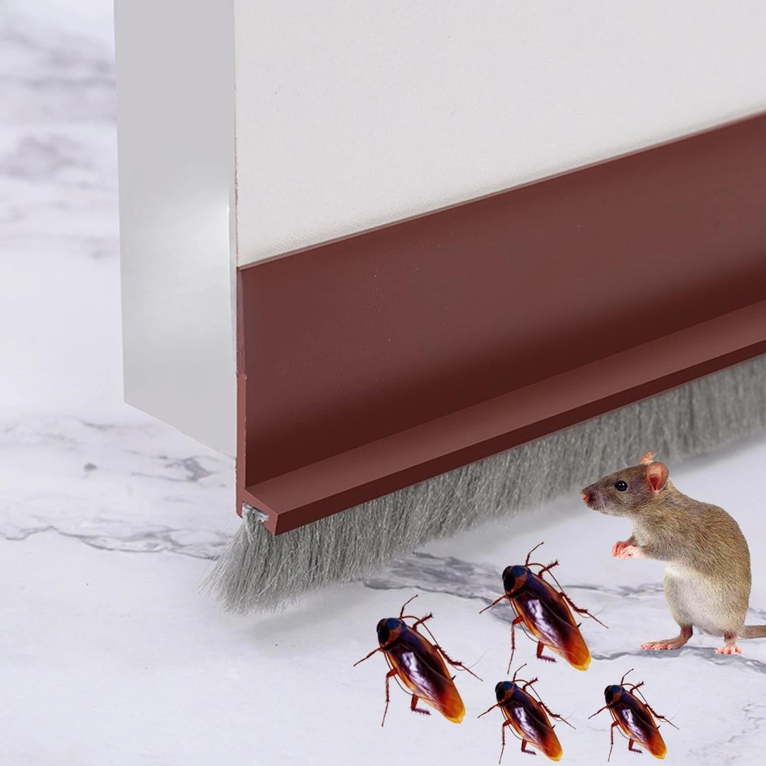 Schalldichte Türbodendichtung, selbstklebend, 100 cm, Bürstendichtung, Insektenschutz, winddicht, staubdicht, Lückenblocker, Energieeinsparung