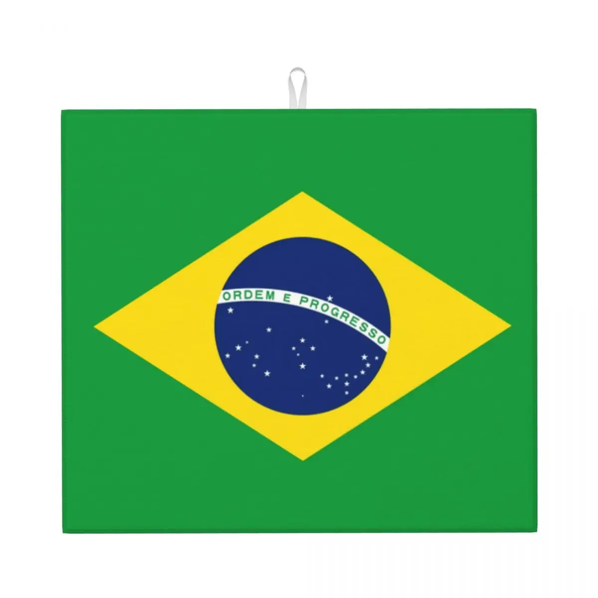 Brazil Flag Dish Drying Pad Custom Absorbent Microfiber Fast Dry Drainer Mats