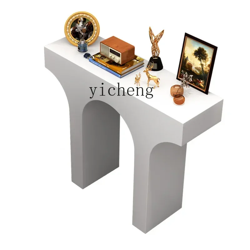 v9.7-Nordic Modern Cream Style Console Tables Arch Fireplace Console Living Room a Long Narrow Table