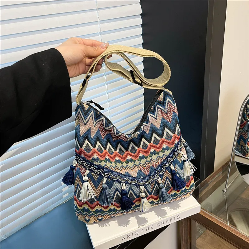 

Ethnic style retro large capacity women's shoulder bag, Chinese style Su casual crossbody women's bag