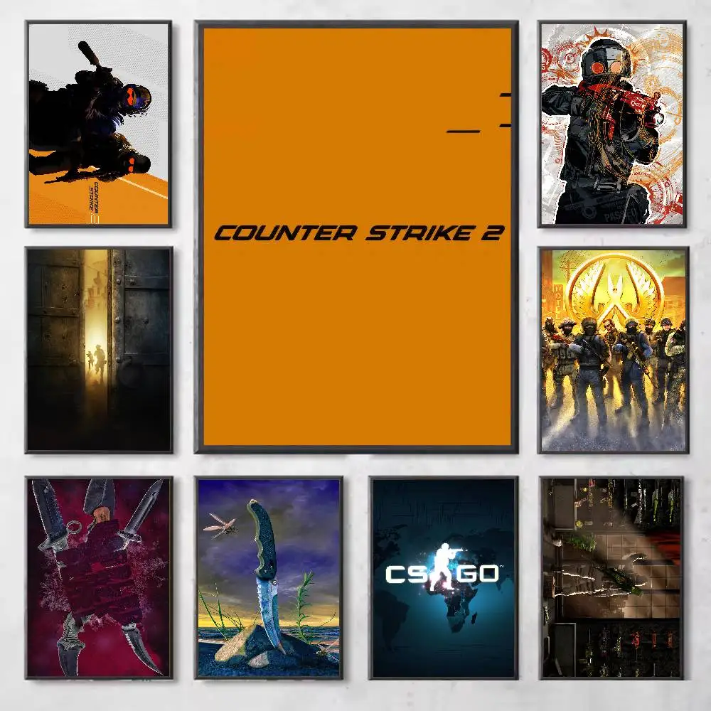 

Counter-Strike CS 2 Poster Gallery Prints Self Adhesive Home Decor Decoration Wall Decals Living Room Sticker