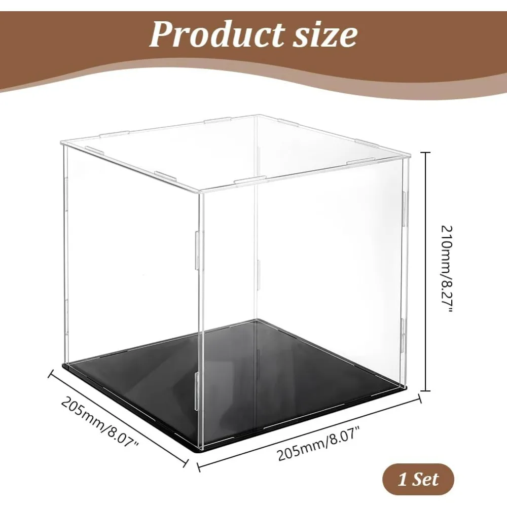 Display Case Clear Cube Baseball Holder Hat Display Case with Black Base Acrylic Display Case for Action Figures Baseball