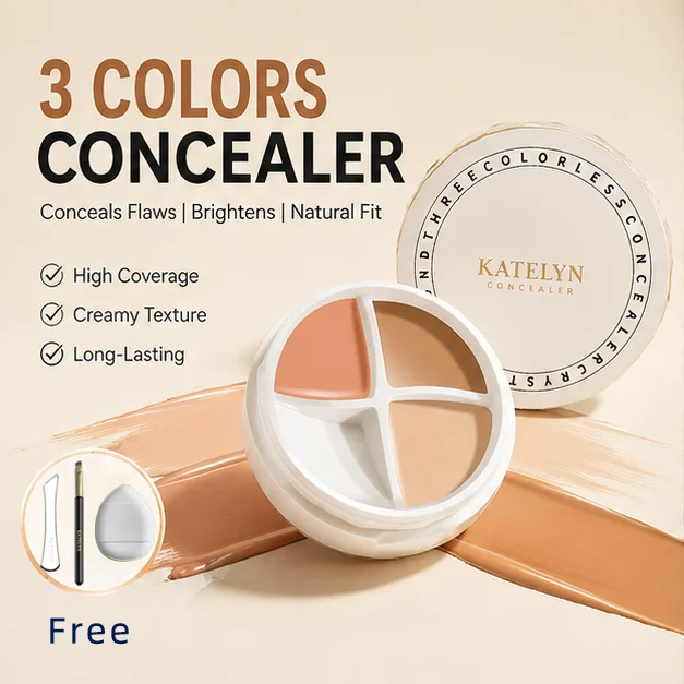 Tri‑Color Concealer Cream Palette Full Coverage Color Corrector Long Lasting Moisturizing Concealer Cover Spots Dark Circles