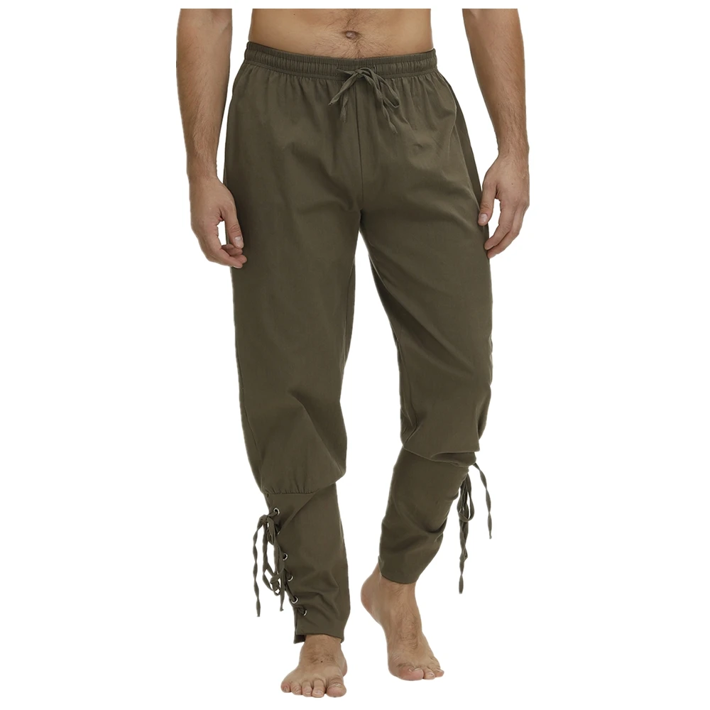 Pantalones de pirata medievales para hombre, disfraz Vikingo, pantalones góticos renacentistas, pantalones de talla grande con cordones