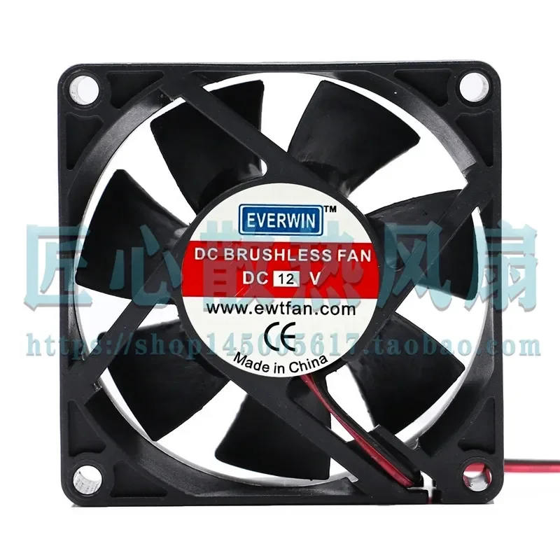 EVERWIN 7025 DC Fan for DC12V DC24V 2-Wire Axial Cooling Fan 70x70x25mm