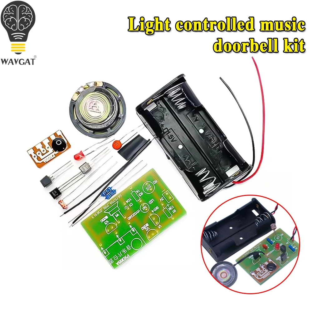 Zestaw elektronicznych dzwonków do drzwi sterowanych światłem do montażu płyt montażowych i zestawu lutowniczego