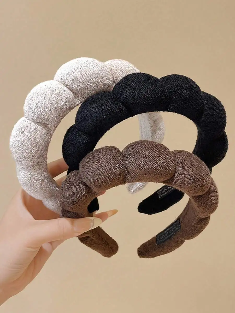 

38cm Thick Faux Fur Headband For Women Solid Color Fashion Hair Accessory Casual Party Daily Wear