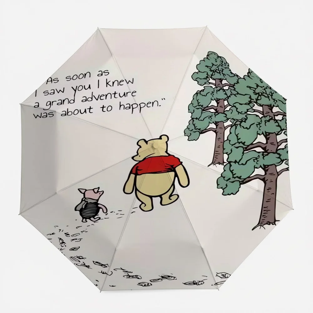 

Автоматический складной зонт Disney Winnie the Pooh с принтом цитаты из мультфильма "Как только я увидел тебя", ветрозащитный, водонепроницаемый, для путешествий.