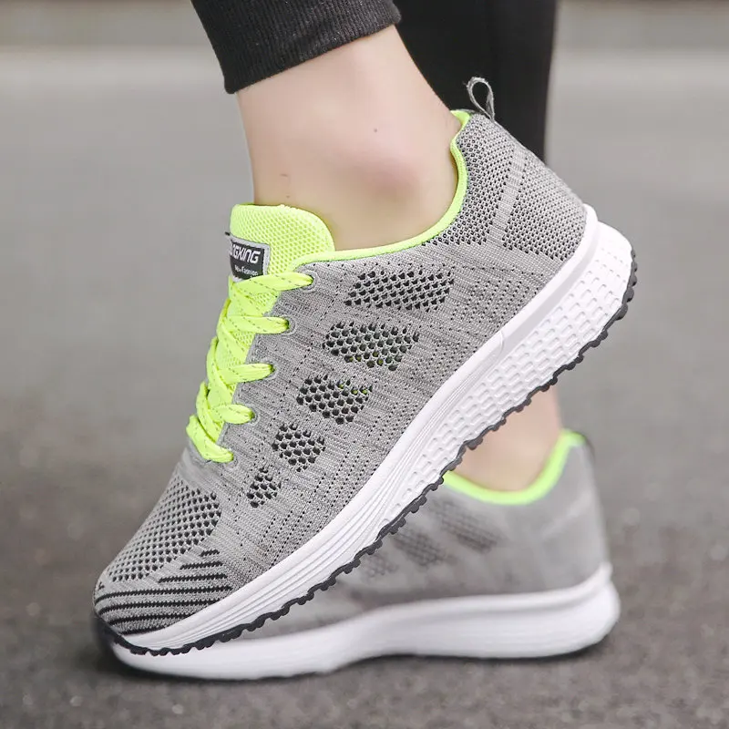 High Quality Fashion Autumn Athletics Running Shoes Women Flying Weave Non-slip Casual Sneakers Ladies Cushioning Jogging Shoes